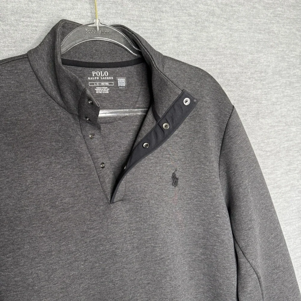 Polo Ralph Lauren Mens 1/4 Snap‎ Zip Pullover Sweatshirt Grey Large L Quarter